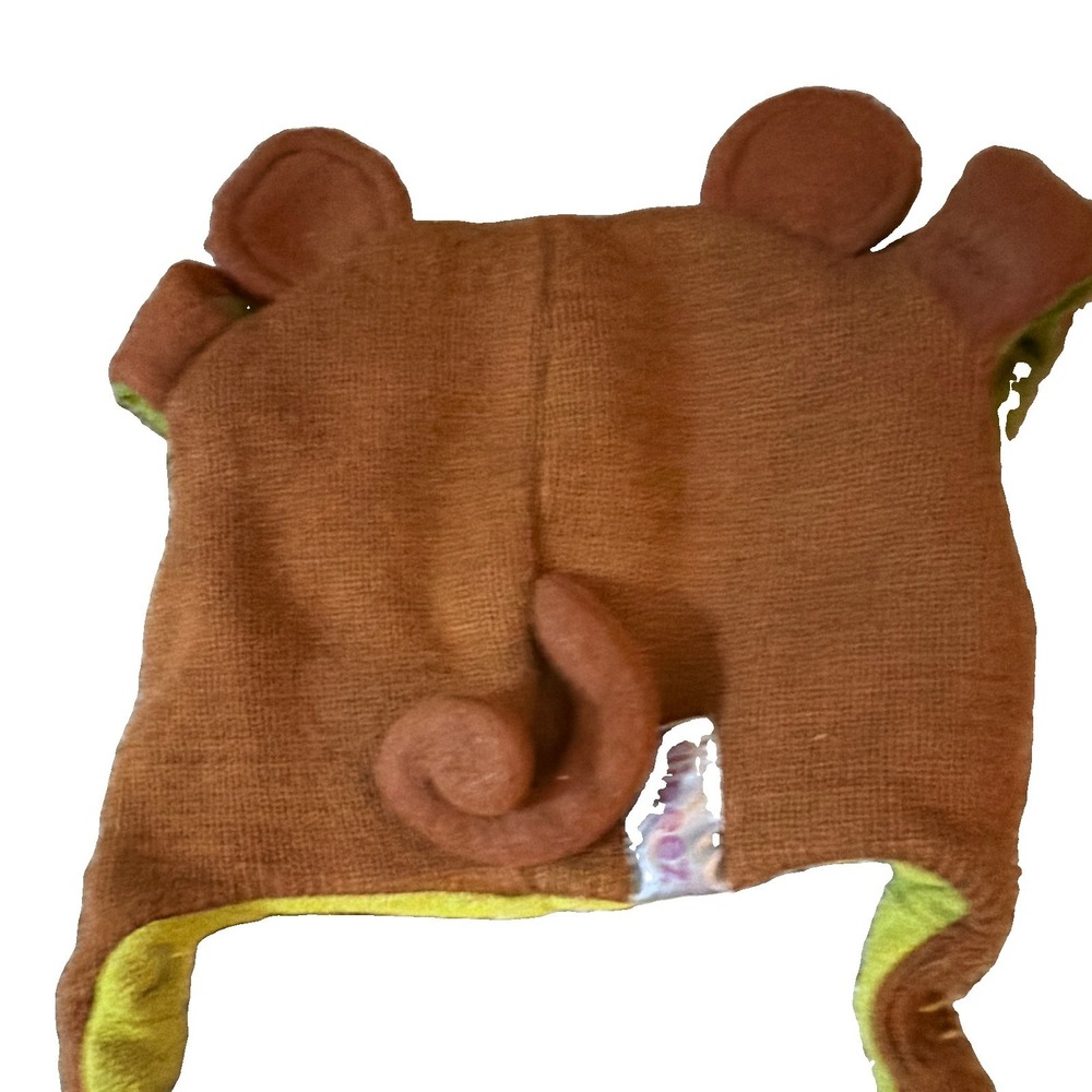 Flipeez Monkey Trapper Hat Ear Flap Pom Pom Brown Green Blue One Size - Picture 7 of 11